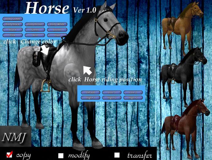 Second Life Marketplace NMJ Horse Ver1.0